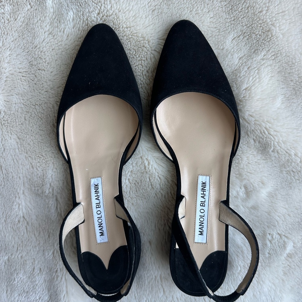 Manalo Blahnik low block heel sling backs